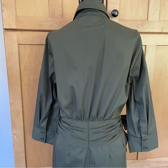 Venus army green button down collared midi Dress size 6 - Picture 6 of 12